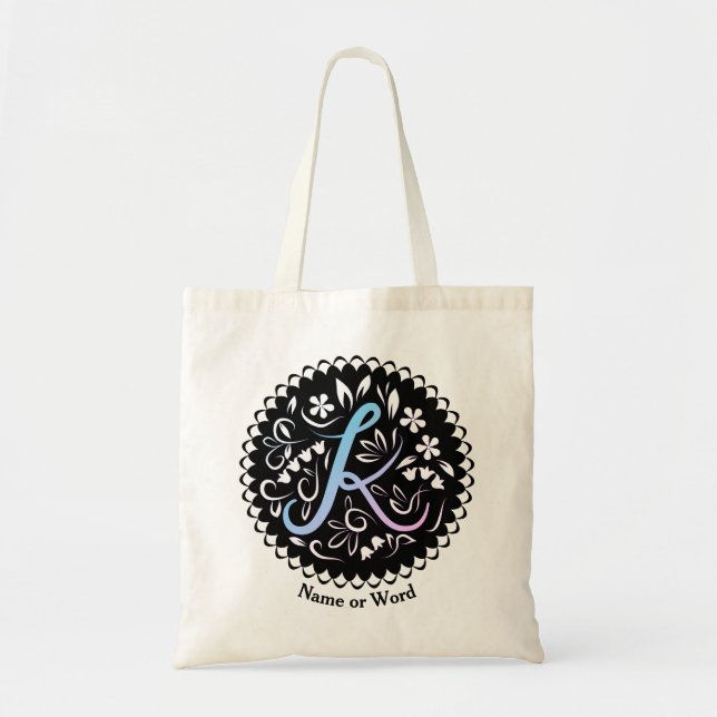 Alphabet K Monogram Handwriting Tragetasche (Vorne)