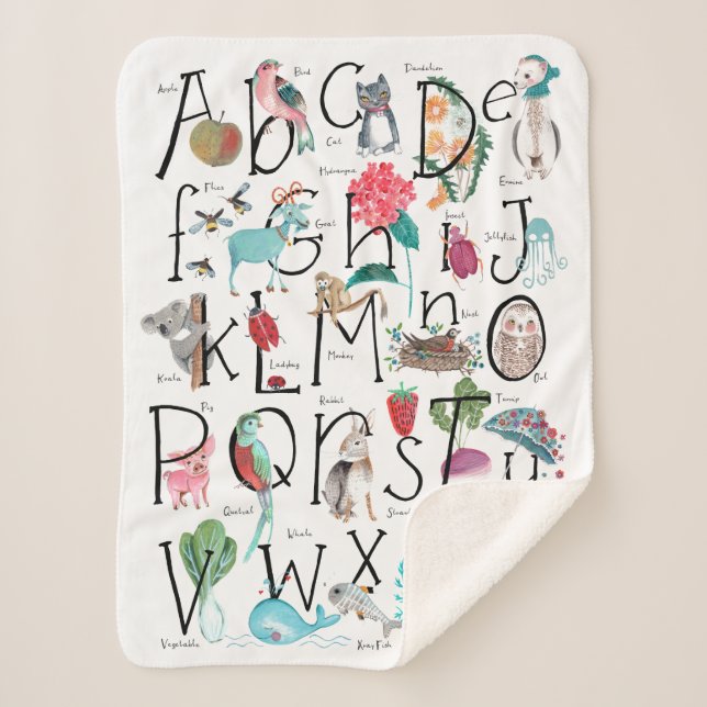 Alphabet kids ABC Illustration | Sherpa Blanket Sherpadecke (Vorderseite)