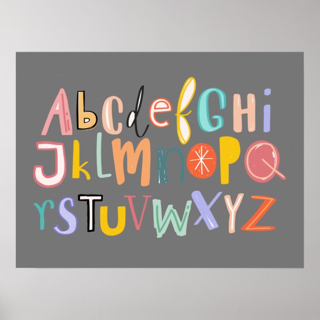 Alphabet-Kinder coole Typografie Poster (Vorne)