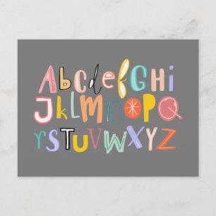 Alphabet-Kinder coole Typografie Postkarte