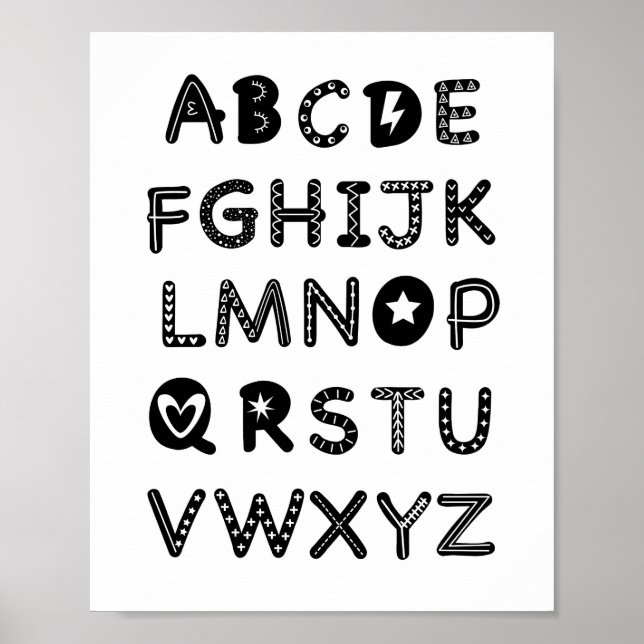 Alphabet Kinderzimmer Decke ABC Clipart Printable Poster (Vorne)