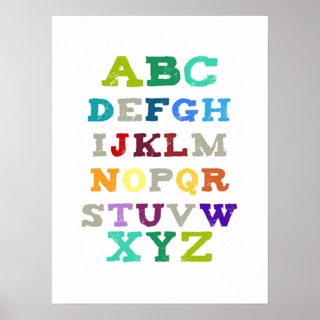 Alphabet-Kunst für Kinder - Grüne Töne Poster (Vorne)