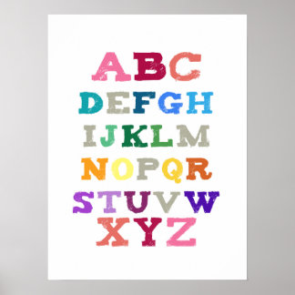 Alphabet-Kunst für Kinder - Rosa Töne Poster