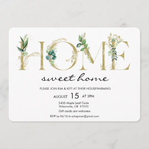 Alphabet Leaf Zuhause Housewarming Einladung