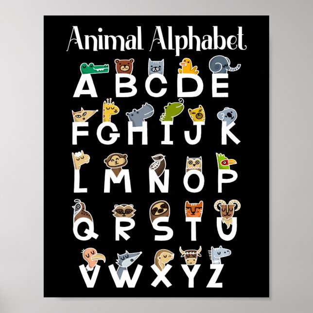Alphabet Learning Kids Niedlicher Tiere ABCs Poster (Vorne)
