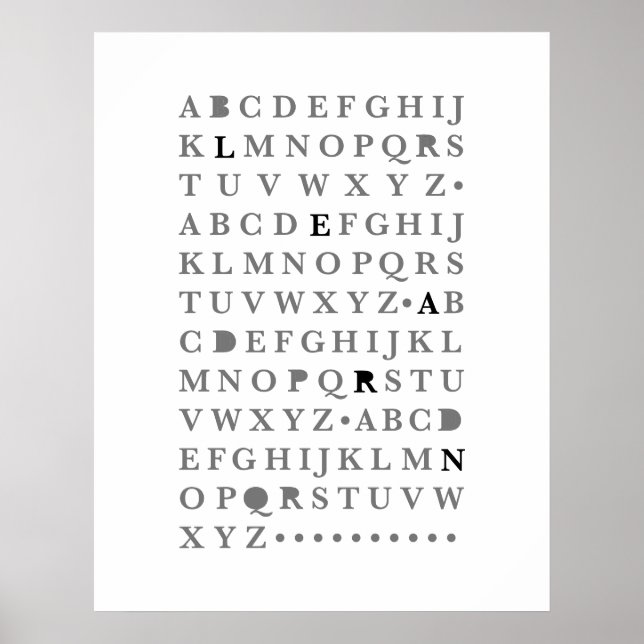 Alphabet lernen Letter Moderne Typografie ABC Poster (Vorne)