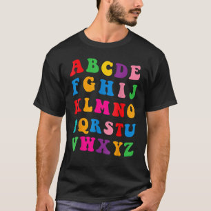 Alphabet lernt ABCs farbenfrohe Großbuchstaben T-Shirt