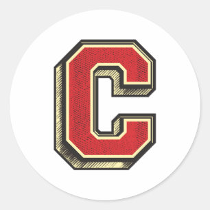 Alphabet Letter ✪ C ✪ Vintagen Stil Runder Aufkleber