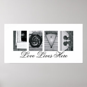 Alphabet Letter Fotografy Liebe lebt hier 10x20 Poster