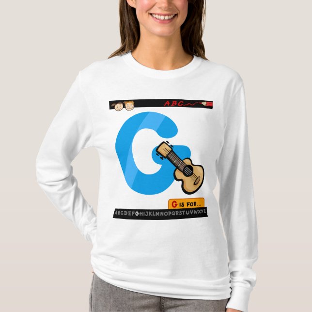 Alphabet Letter G is for Guitar T-Shirt (Vorderseite)