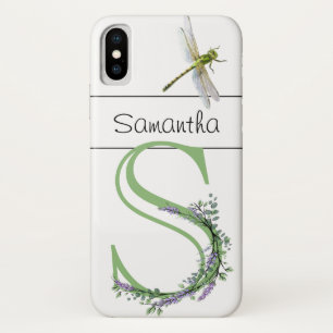 Alphabet Letter S Lavender Eucalyptus Dragonfly Case-Mate iPhone Hülle