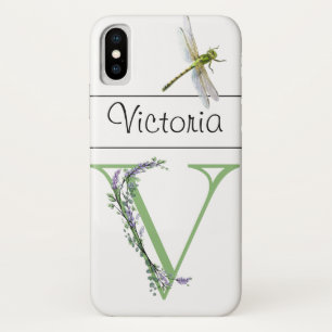 Alphabet Letter V Lavender Eucalyptus Dragonfly Case-Mate iPhone Hülle