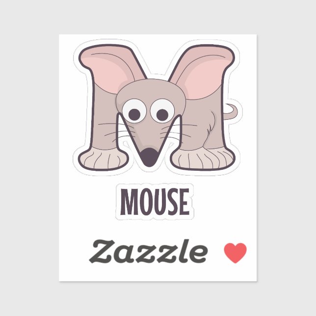 Alphabet Letter von Tieren - M (Maus) Aufkleber (Blatt)