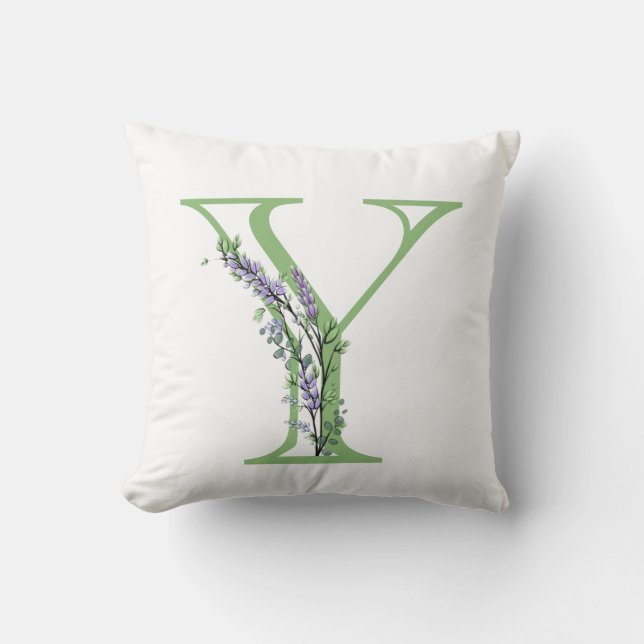 Alphabet Letter Y Lavender Eucalyptus Kissen (Vorderseite)