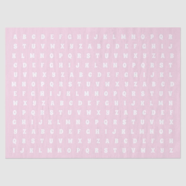 Alphabet Letters Abc Muster hellrosa weiße Geschen Seidenpapier (Vorderseite)