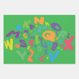 Alphabet Letters Design Wrapping Paper Geschenkpapier Set