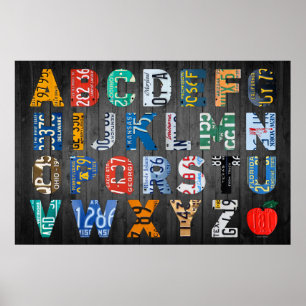 Alphabet License Plate Art Poster
