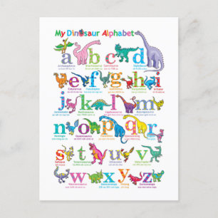 Alphabet-Liste der Dinosaurier Postkarte