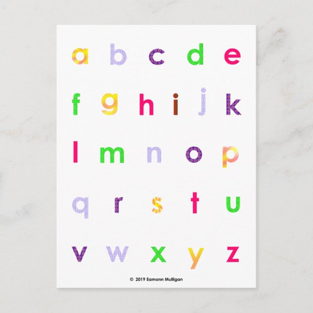 Alphabet Lower Case Letters Postkarte (Vorderseite)