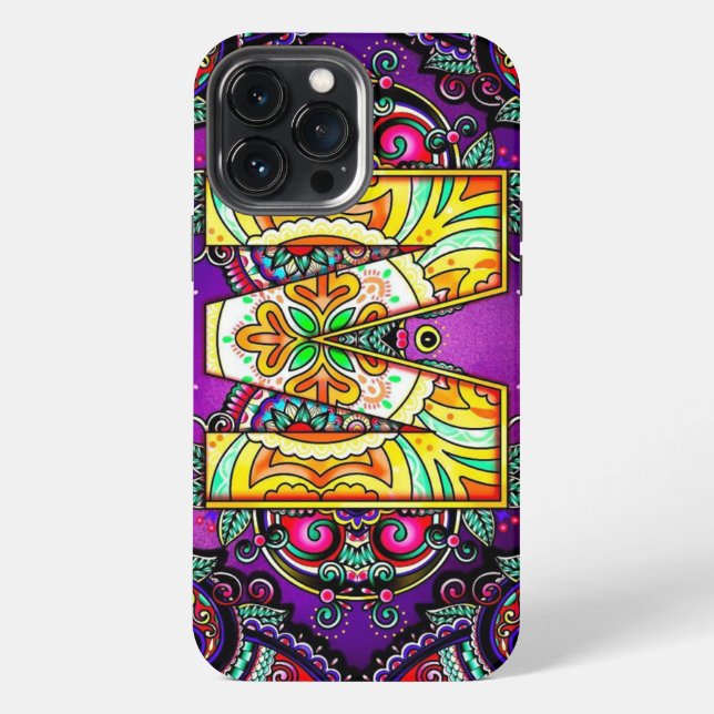 Alphabet M mandala iPhone Hülle (Rückseite)