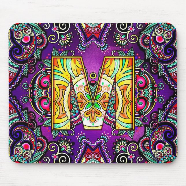 Alphabet M mandala Mousepad (Vorne)