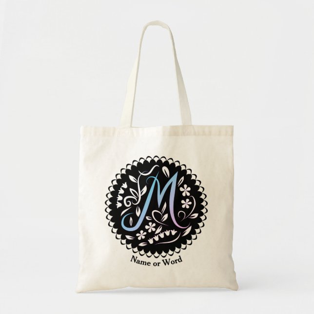 Alphabet M Monogram Handwriting Tragetasche (Vorne)