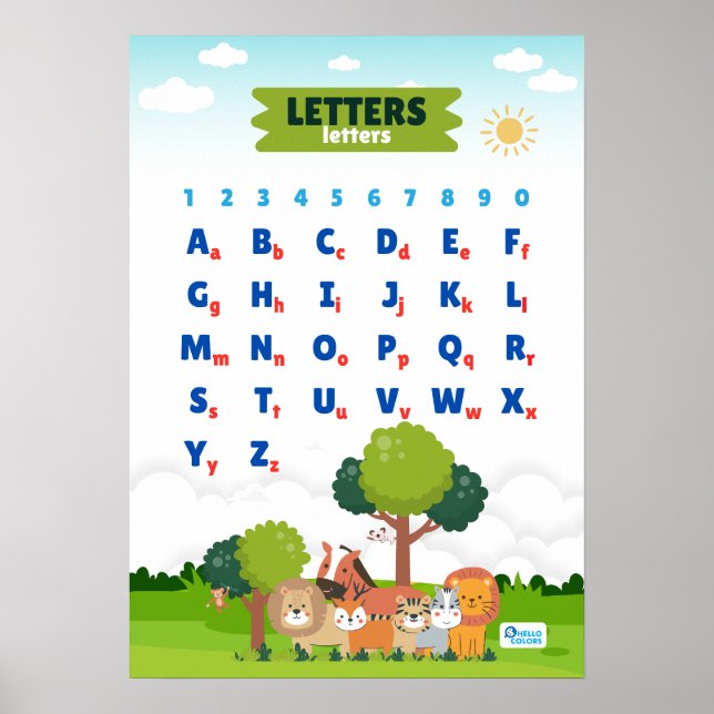 Alphabet mit Niedlichen Tieren Poster (Vorne)