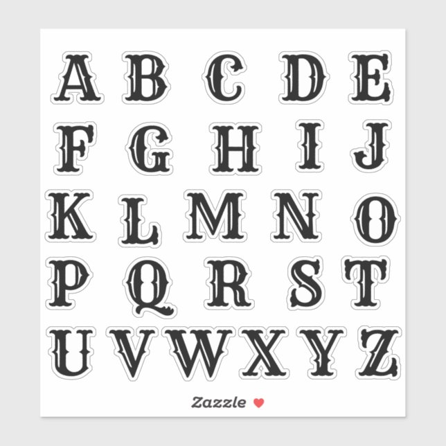 Alphabet Monogram Letters Aufkleber (Blatt)