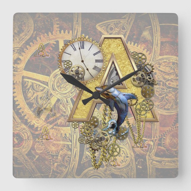 Alphabet, Monogramm A Quadratische Wanduhr (Vorderseite)