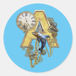 Alphabet-Monogramm-Hauptstadt-Buchstabe A Runder Aufkleber
