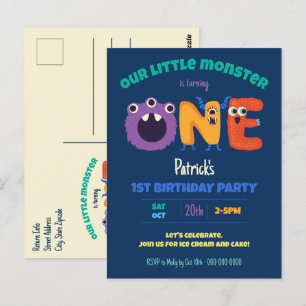 Alphabet-Monster 1. Geburtstag Unser kleiner Monst Postkarte