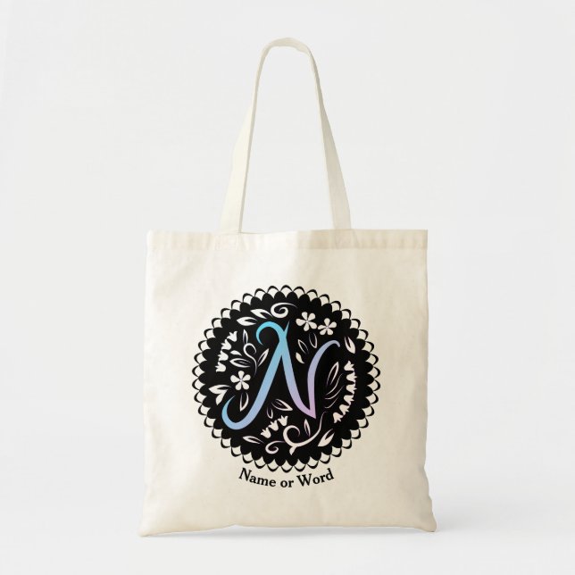 Alphabet N Monogram Handwriting Tragetasche (Vorne)
