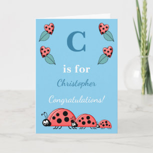 Alphabet Name neues niedliches Baby Ladybirds blue Karte