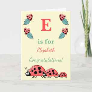 Alphabet Name neues niedliches Baby Ladybirds gelb Karte