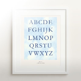 Alphabet – Navy Nursery ABC Wall Art (8x10) Poster