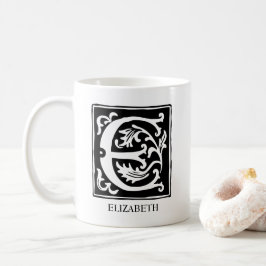 Alphabet-Ornamentik-Brief E Mit Monogramm Kaffeetasse