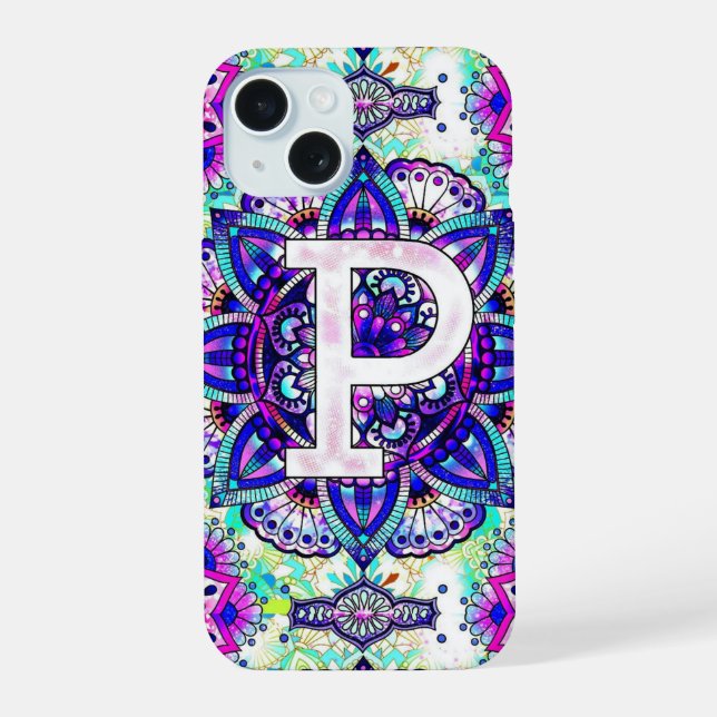 Alphabet P iPhone 15 Hülle (Rückseite)