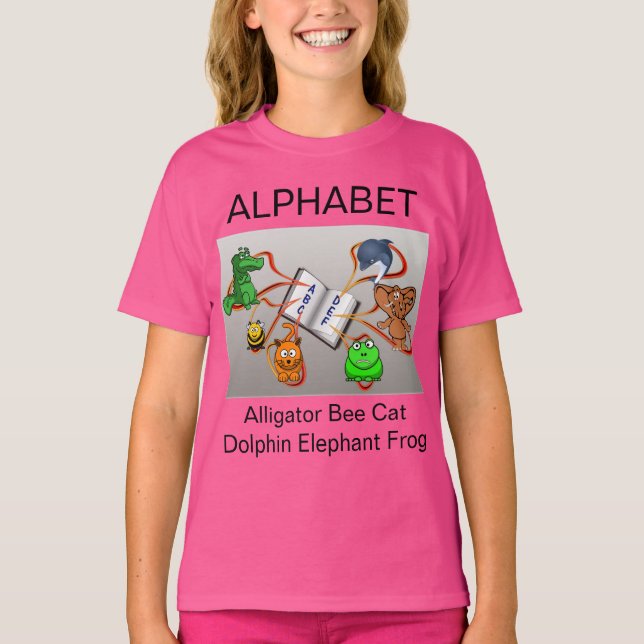 Alphabet Pink Pictures Girls T-Shirt (Vorderseite)