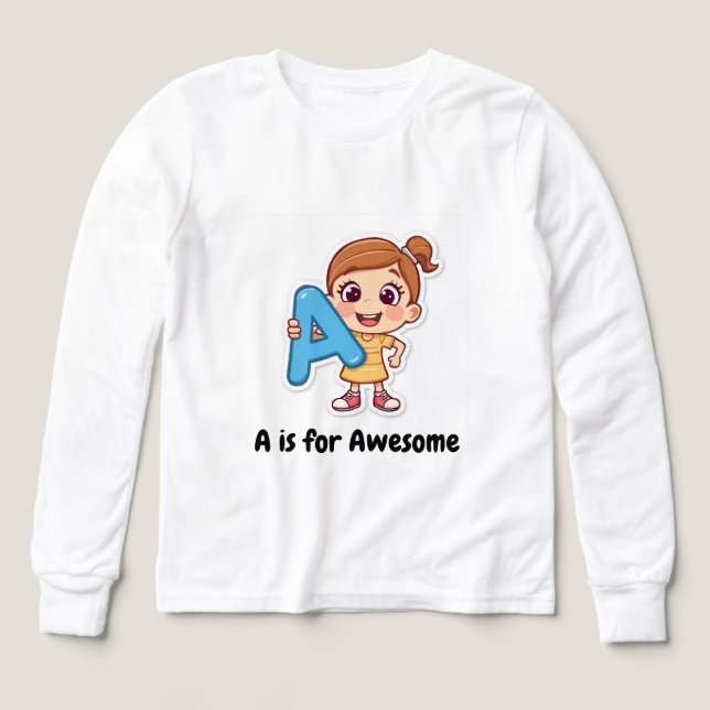 Alphabet Positives Kinderdesign – A ist für ein T- (Design Vorderseite)