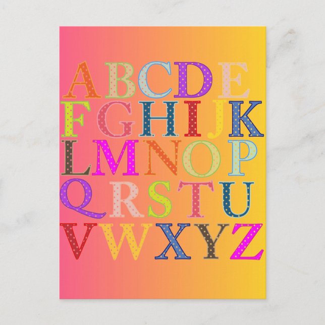 Alphabet Postkarte (Vorderseite)