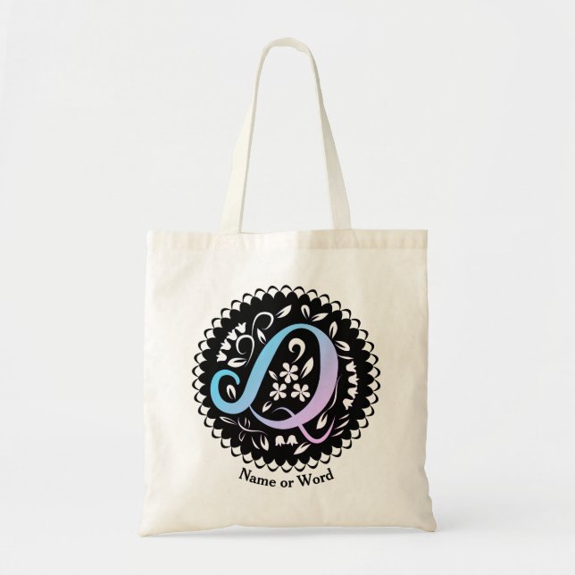 Alphabet Q Monogram Handwriting Tragetasche (Vorne)