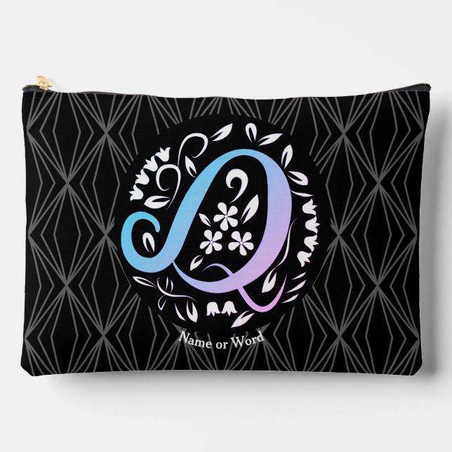 Alphabet Q Monogram Handwriting Zubehörtasche (Vorderseite)