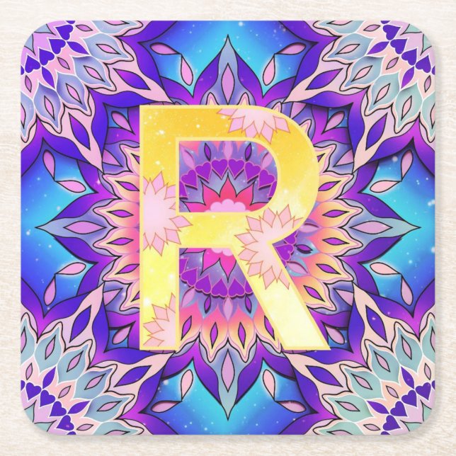 Alphabet R Rechteckiger Pappuntersetzer (Vorderseite)