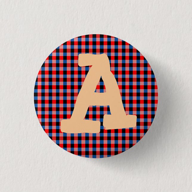 Alphabet-rotes Blau blockiert Knopf Button (Vorderseite)