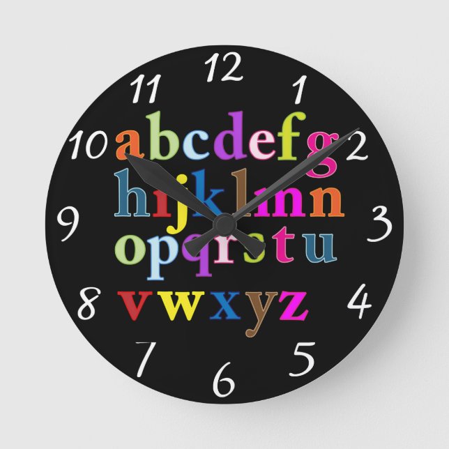 Alphabet Runde Wanduhr (Vorderseite)
