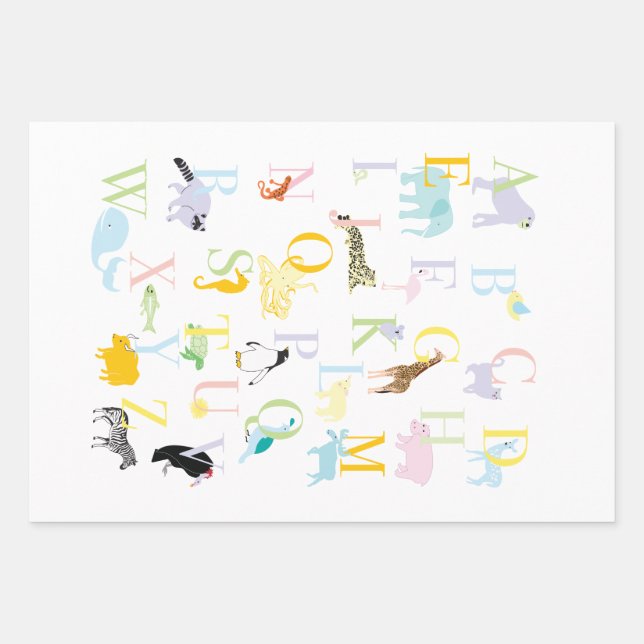 Alphabet Safari Wrapping Paper Sheets Geschenkpapier Set (Vorderseite 2)