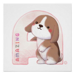 Alphabet Series: "A" Phantastische Beagle Illustra Poster