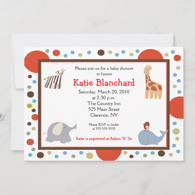 Alphabet Soup Dots 12x18 Baby Dusche Einladung (Vorderseite)