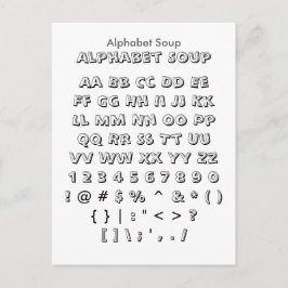 Alphabet Soup - Zazzle Schriftart Sampler Sheet Postkarte