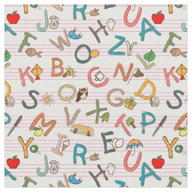 Alphabet-Spaß-Buchstaben u. Grafiken Stoff (Nahaufnahme)